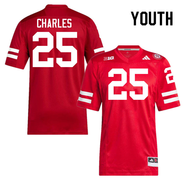 Youth #25 Jeremiah Charles Nebraska Cornhuskers College Football Jerseys Stitched Sale-Scarlet